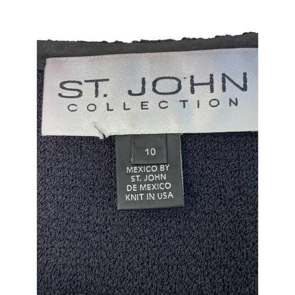 VTG St. John Collection Women's Knit Cardi Size 10 Wool Blend Black USA 7461 - Picture 5 of 8